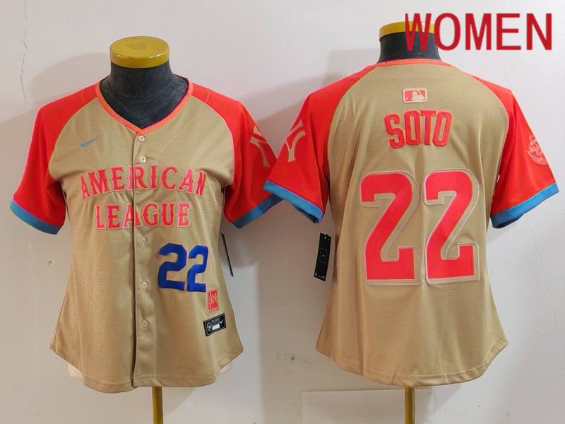 Women New York Yankees 22 Soto Orange All star 2024 Nike MLB Jersey style 4